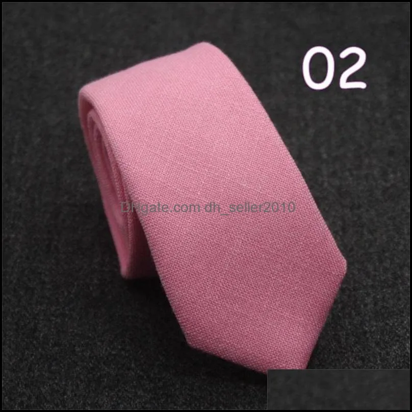 Pure cotton Men`s tie professional work business male student tie Pure color cotton and linen narrow tie Men`s gifts 145CM * 6cm 3545