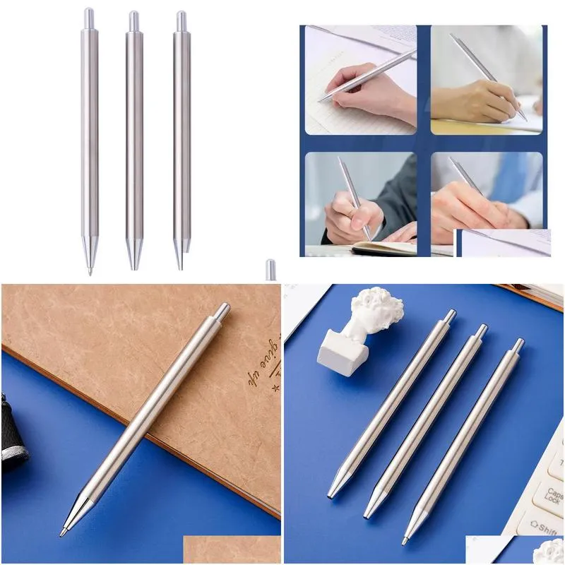 wholesale stainless steel pen click silver custom wedding gift diy personalized logo epoxy resin glitter steels non clip metal pens