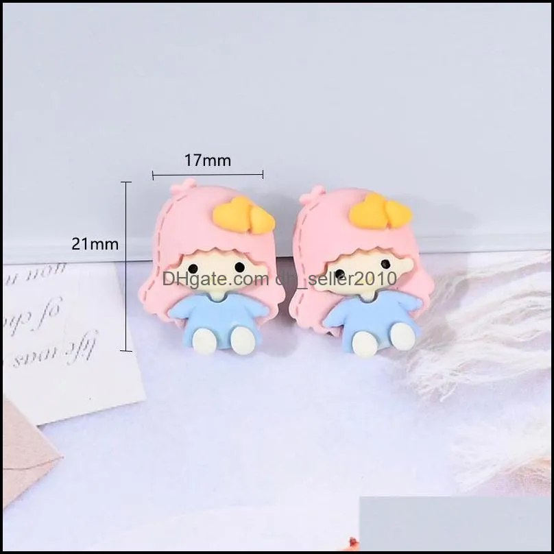 20Pcs Cute Cartoon Animals Flatback Resin Components Dog Bear Rabbit Characters Phone Deco Parts DIY Scrapbook Accessories