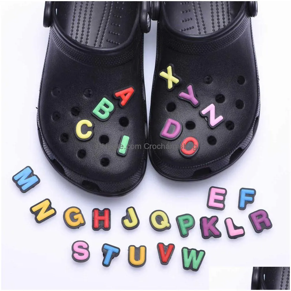 New Clog clog charms PVC English Alphabet Colored letters Sandals Shoe Buckle Summer Factory Wholesale U-Z