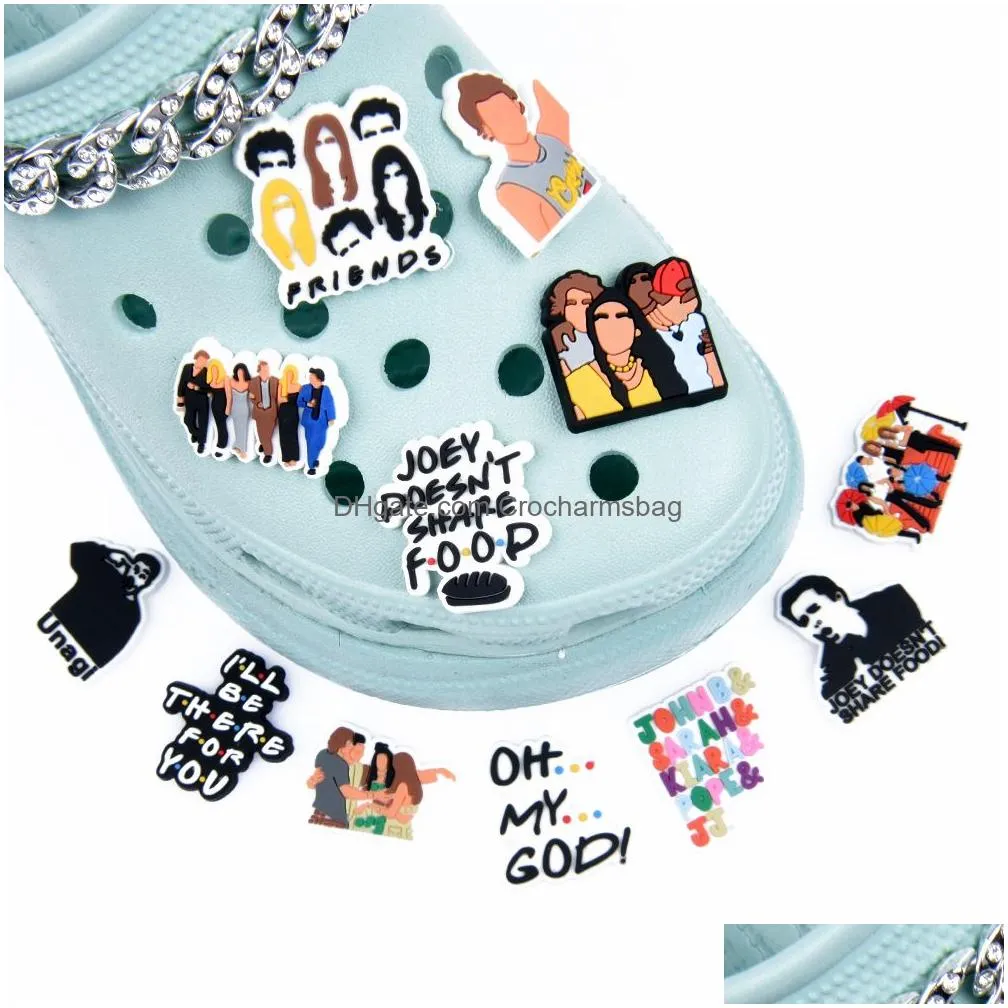 Friends Shoe Decoration Clog Charms Designer Women Clog Accessories For kids Christmas Gifts