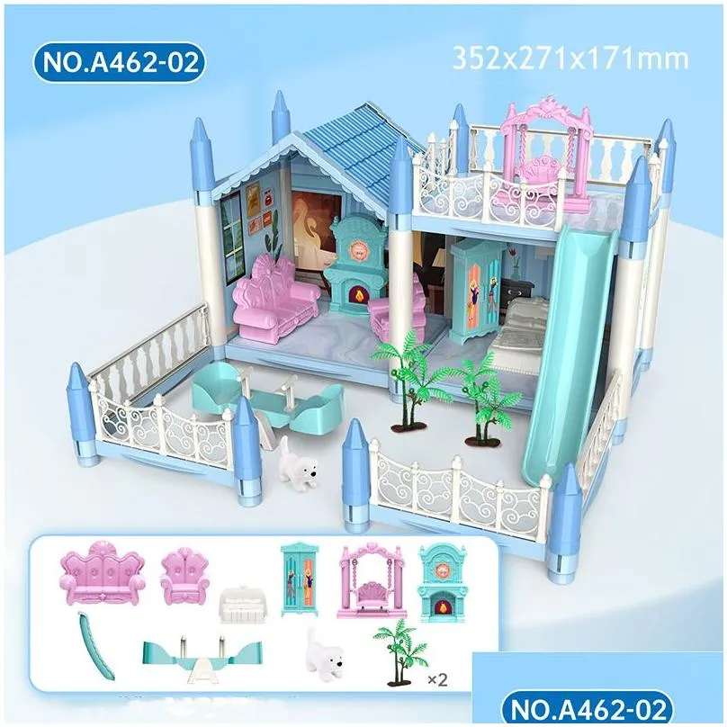 doll house accessories diy 3d cottage lighting villa model montessori assembled puzzle large size set family castle children toys gift