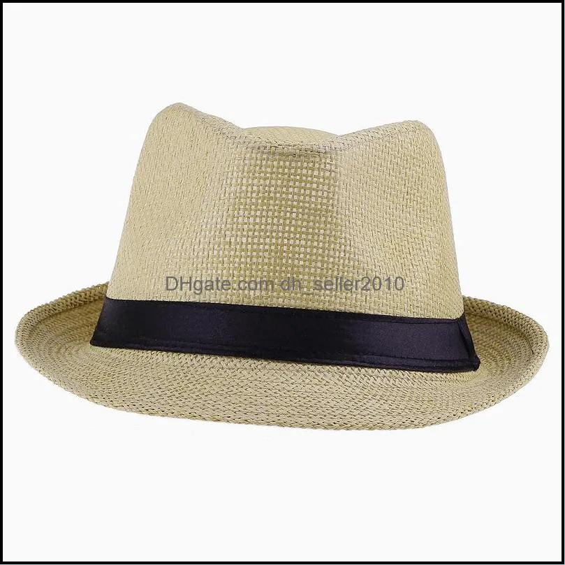Fashion Womens Mens Unisex Fedora Trilby Gangster Cap Summer Beach Sun Straw Panama Hat Couples Lovers Hat 2021 553 T2