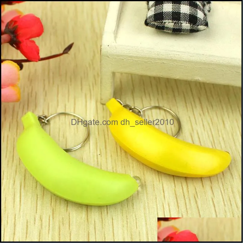 6x2cm Mini Led light Flashlight Banana Key Rings Creation Safe Bag Phone Car Pendant Keychain XMAS Toys Gifts 3354 Q2