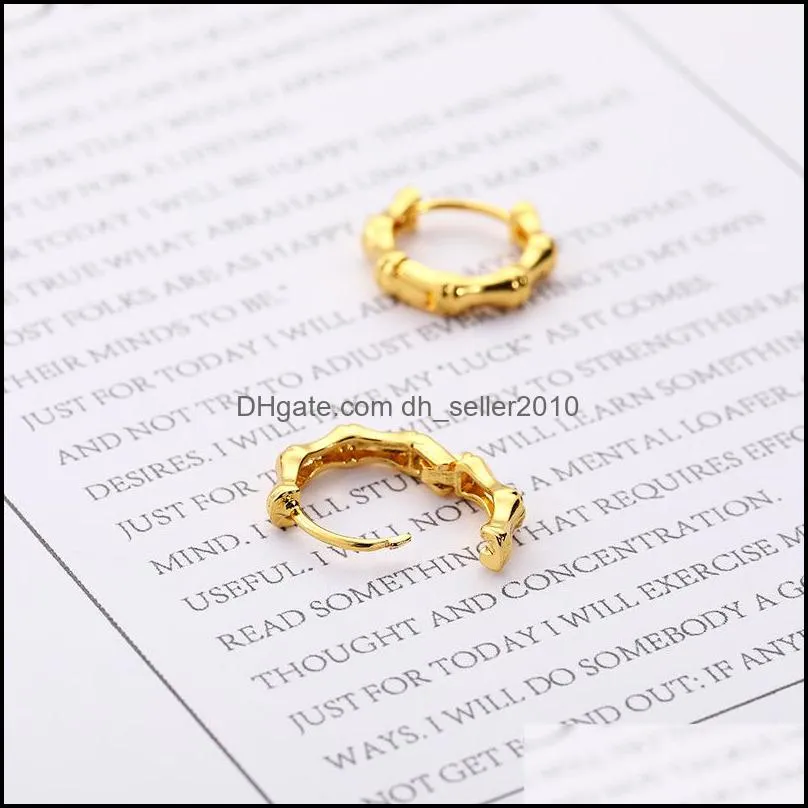 Punk Bamboo Design Small Hoop Earrings Gold Silver Color Korean Men Women Loops Earring for Male Female Earrings Party Jewelry 1827 Q2