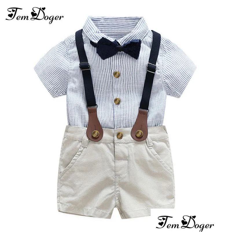 baby boy gentlemen 3pcs outfits sets 2017 summer born baby boy clothing sets tie shirtaddoverall infant clothes for party wear