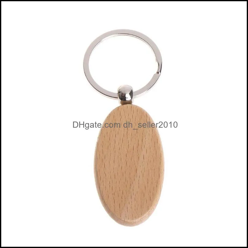 40 Pcs Blank Wooden Key Chain DIY Wood Keychains Key Tags Gifts Yellow,20 Pcs Oval & 20 Rectangle80 Q2