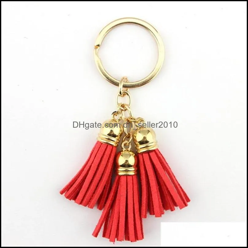 Zwpon Boho Style Mixcolor Casual Veet Leather Tassel Women Keychain Bag Pendant Car Key Chain Ring Holder Jewelry Wholesale 1305 Q2