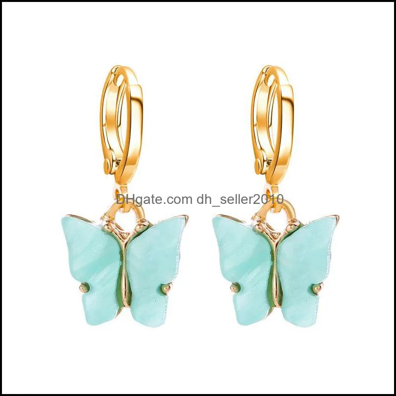 Chic Fashion Butterfly Small Gold Hoop Earrings for Women Colorful Acrylic Boho De Mujer Earings Hoops Ear Rings Jewelry 493 Q2