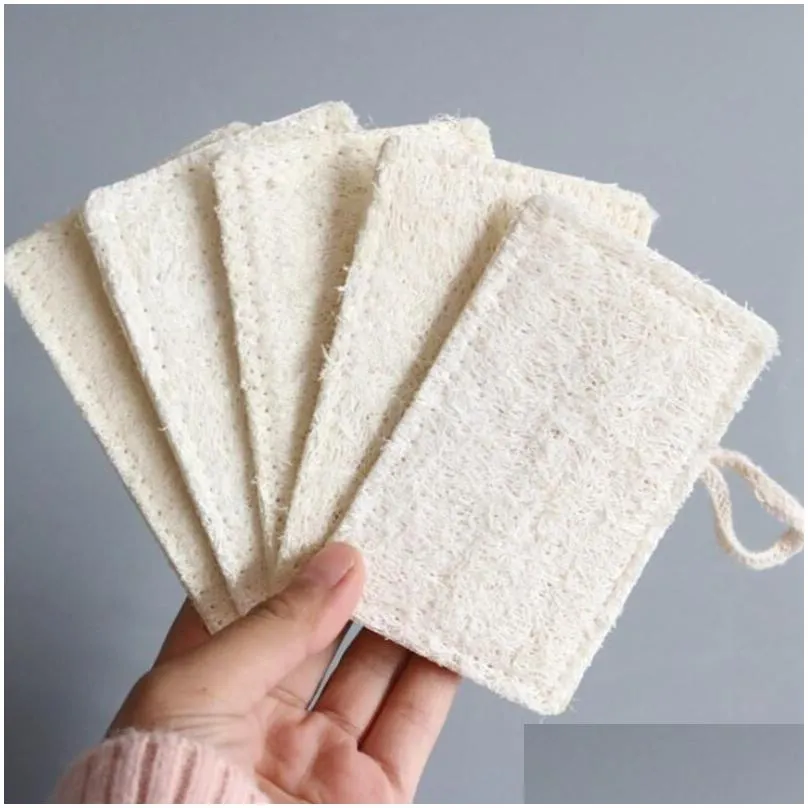 11x7cm natural loofah pad rectangle shaped exfoliating luffa remove the dead skin perfect for bath shower and spa dhs lx2595