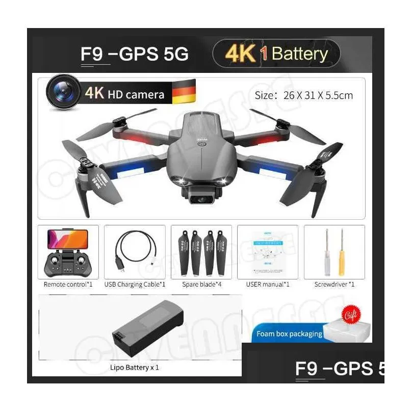 f9 gps drone 6k dual hd camera professional aerial pography brushless motor foldable quadcopter rc distance 2000m 210925