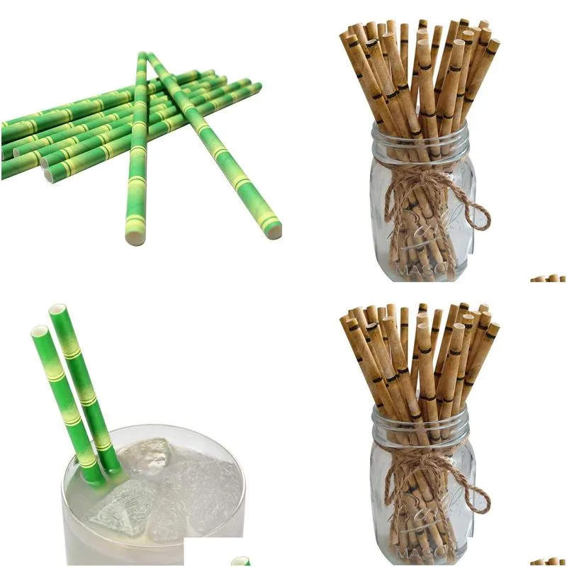 biodegradable bamboo paper straw bamboo straws eco-friendly 25pcs per lot party use bamboo straws disaposable straw dh86
