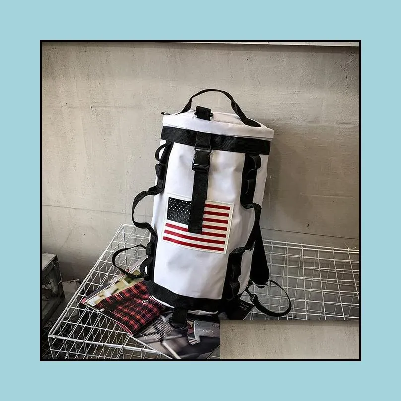 lism 2019 fashion men women backpack large capaciy travel shoulder bag male sport gym fitness cylinder bags hip hop backpack