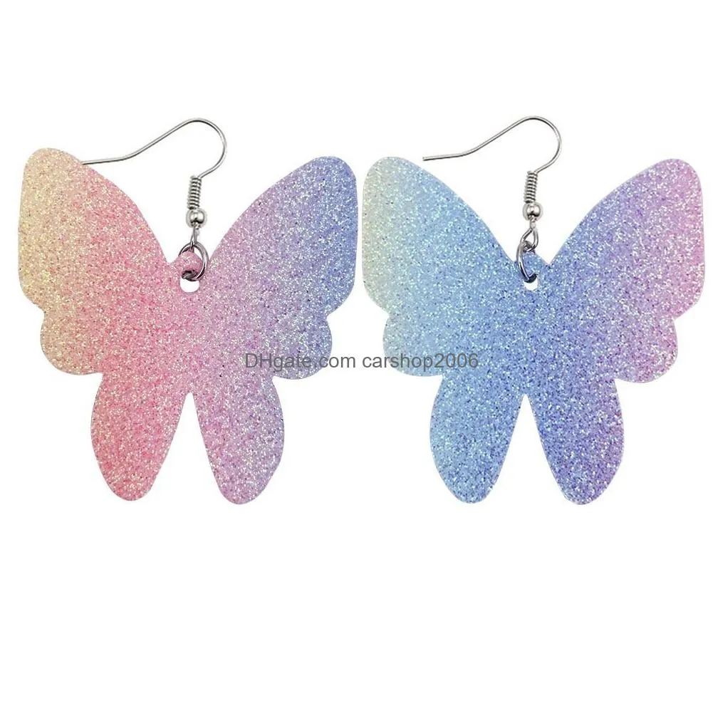  selling lady fashion leather earring for women wedding luxury jewelry statement shiny butterfly earrings jewerly gifts