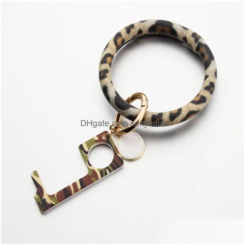  fashion leather keyring bracelet men womens o key ring custom wristlet bracelet circle bangle keychain
