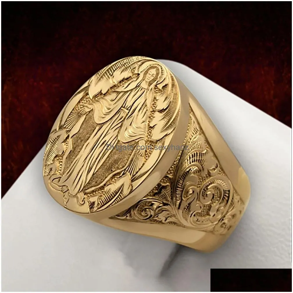 christian rings fashion virgin mary religious ring for men women boutique jewelry us size 6-13