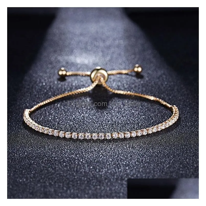 925 silver fashion cz stone paved bracelet jewelry woman classic stylish crystal adjustable bracelet with retail card