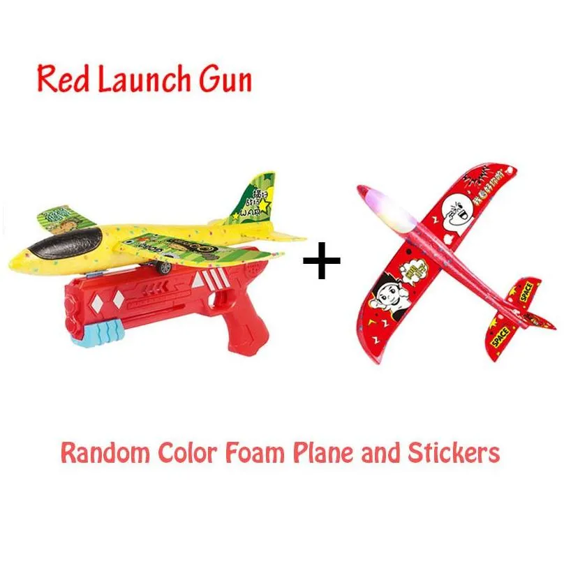 foam plane 10m launcher catapult airplane gun toy children outdoor game bubble model shooting fly roundabout toys 220617