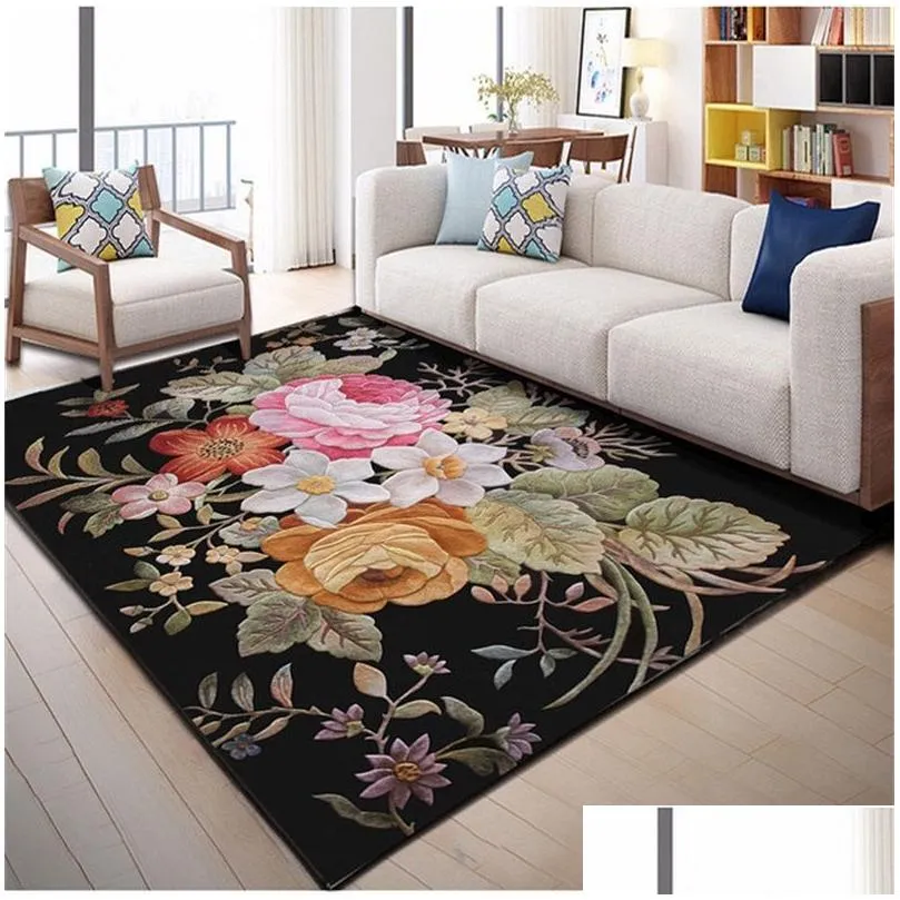  3d floral printed large home carpets for living room bedroom area rug anti slip flowers carpet for kitchen floor mat decor 634 v2