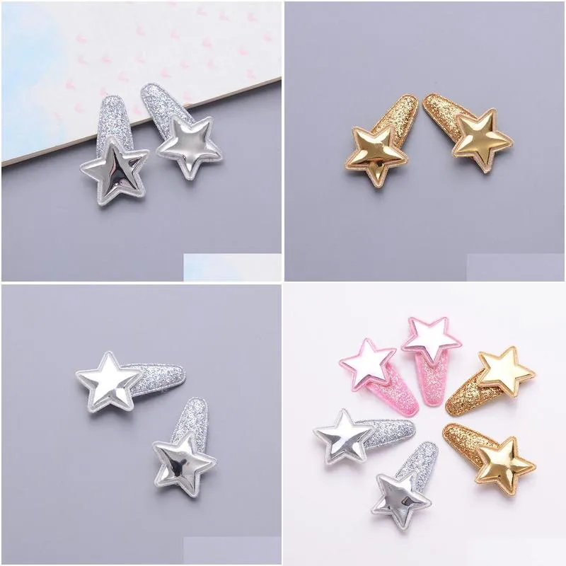 old cobbler ets001 hair accessories baby clip five-pointed star flash powder plastic spraying color droplet shape candy girl