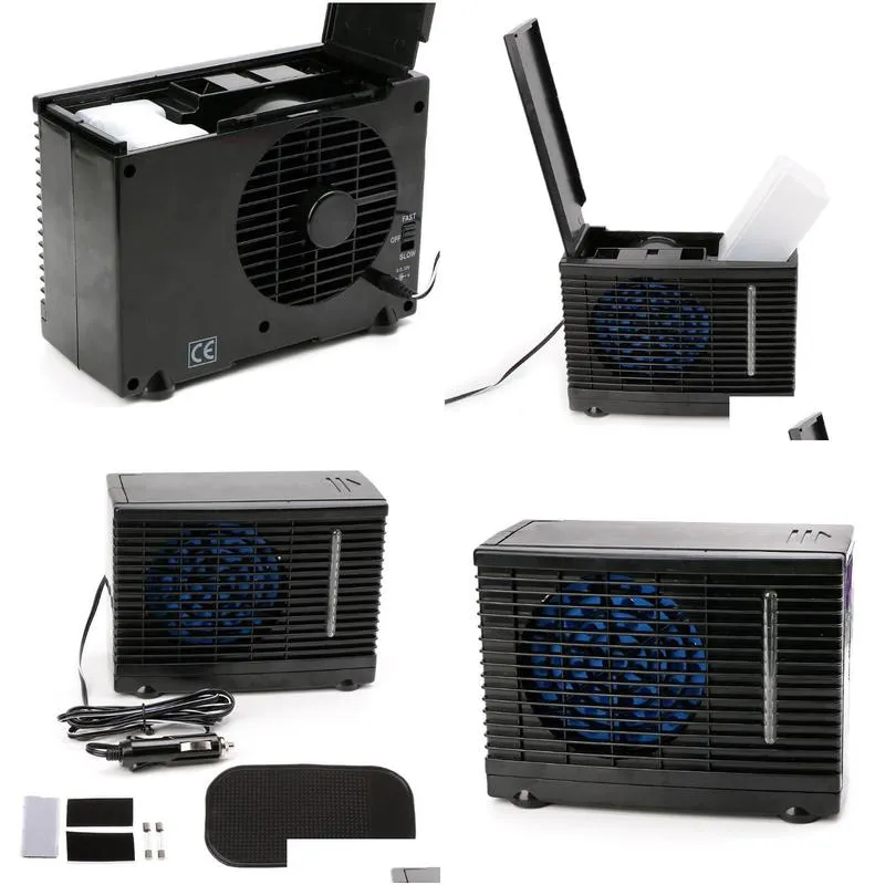 adjustable 12v 60w car air conditioner cooler cooling fan water ice evaporative portable fans