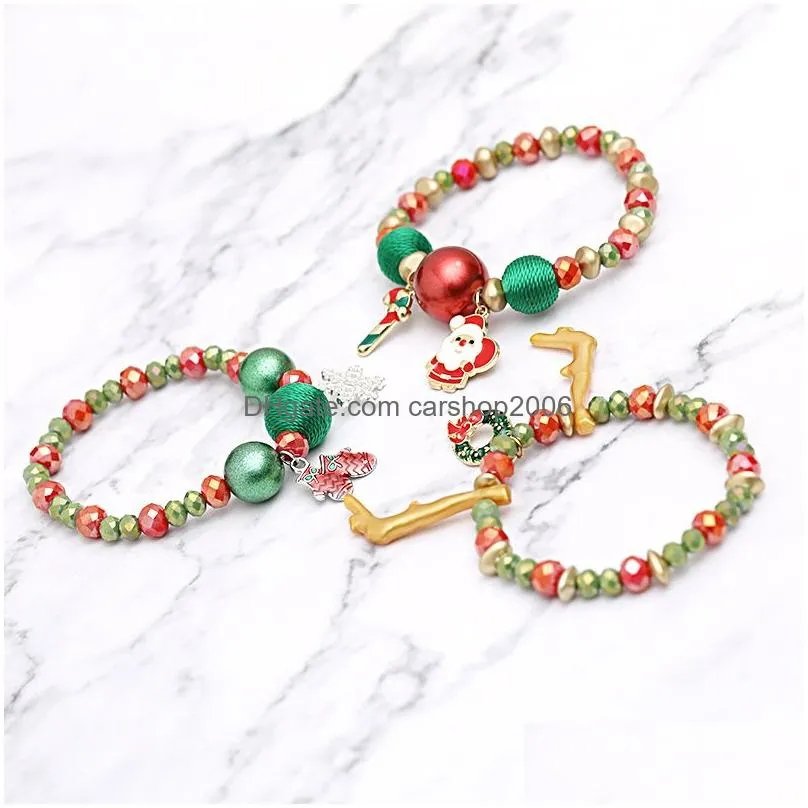  fashion identification christmas bracelet woman personality santa claus small bell sweet circle bead bracelet hand decorate