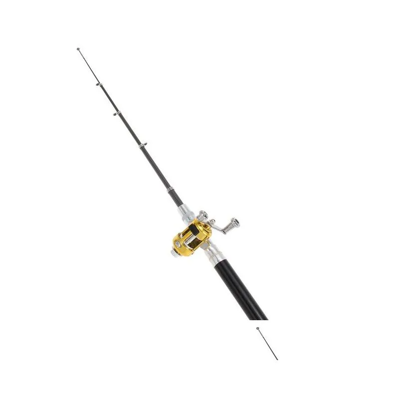 portable pocket telescopic mini fishing pole pen shape folded fishing rod aluminum alloy mini pole reel 4 colors