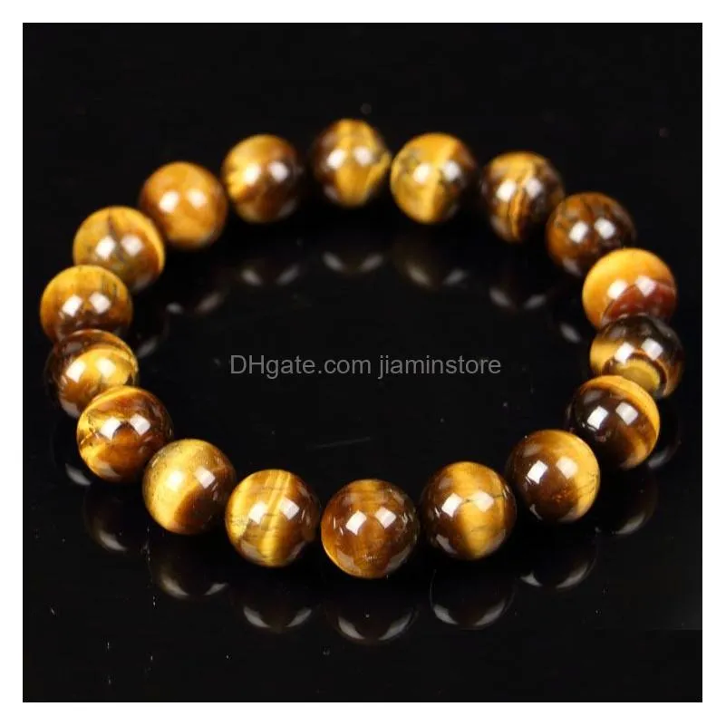 High Quality 6mm 8mm 10mm Tigers`s eye Stone Bead Bracelet Men Womens Natural Gemstone Stackable Bracelet Jewelry Wholesale