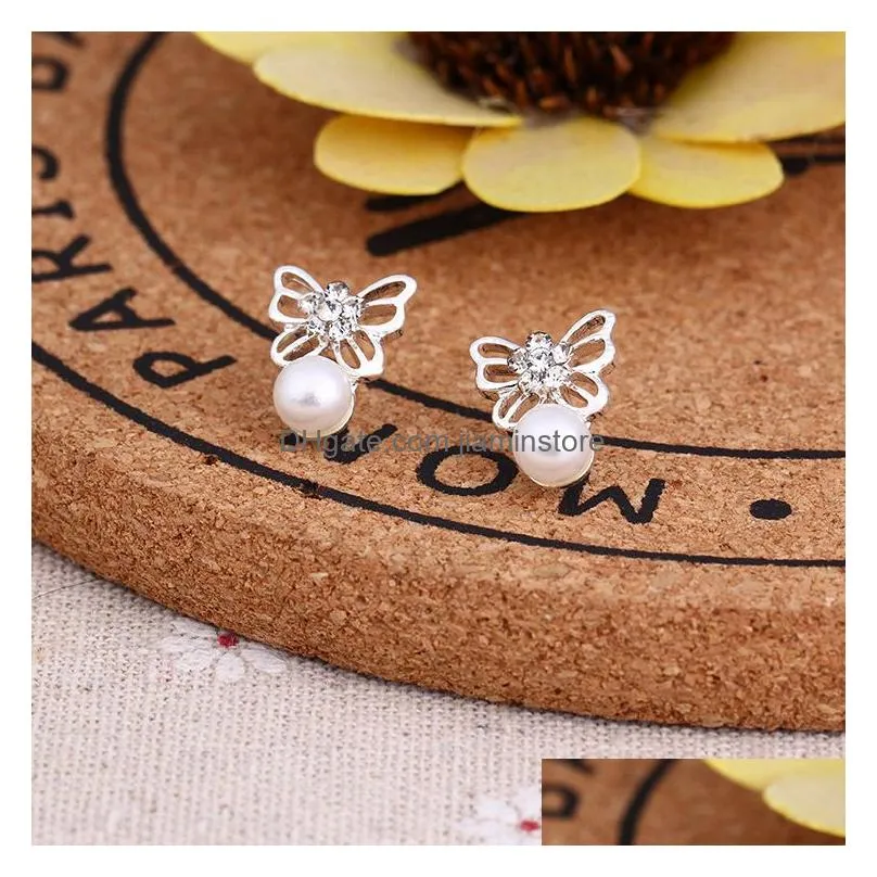 Hot Selling 45 Styles Korean Earrings Creative Super Shiny Diamond New Pearl Stud Earrings Fashion Jewelry High Quality