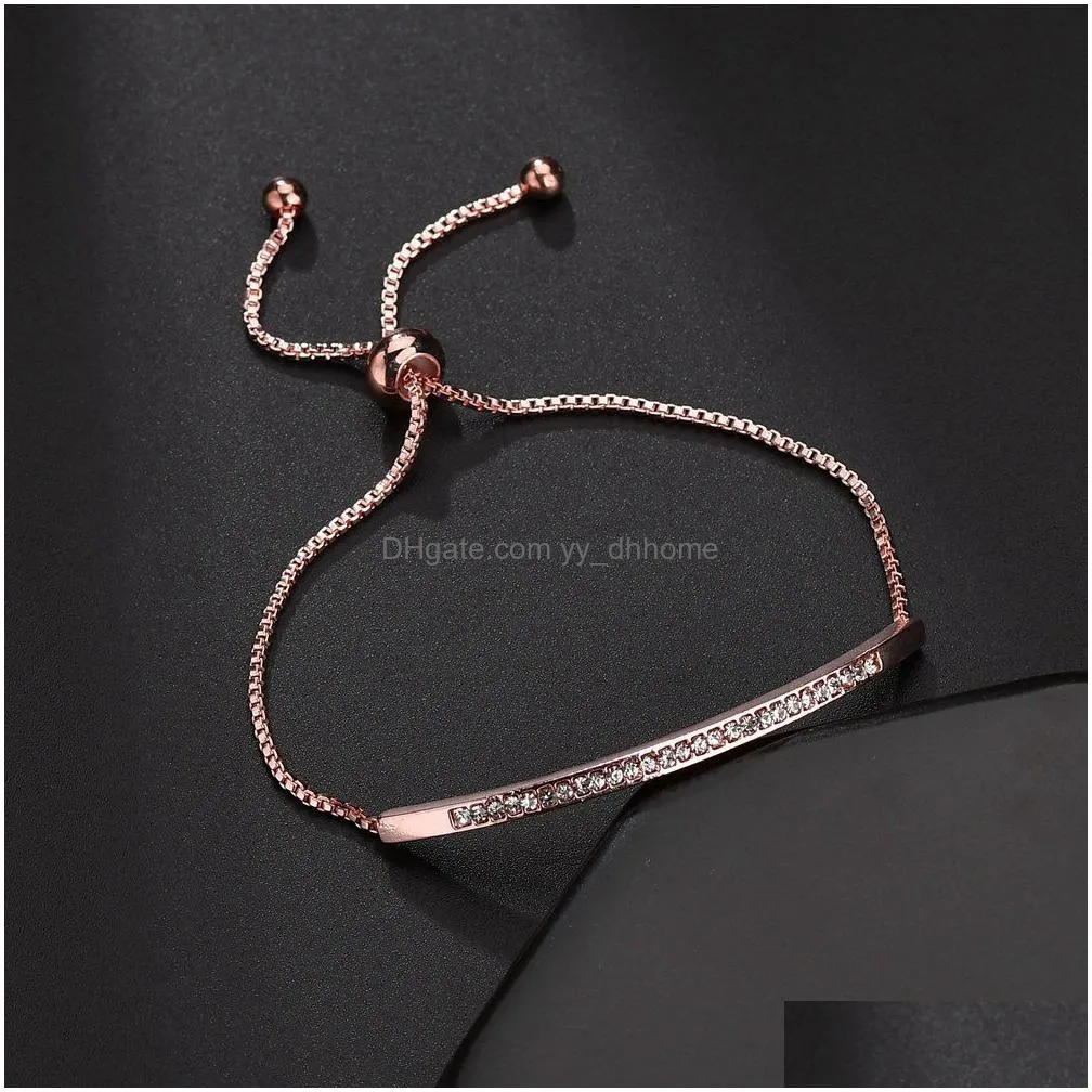 american european fashion silver gold bar bracelet luxury rhinestone paved diamond bracelets men womens couple jewelry