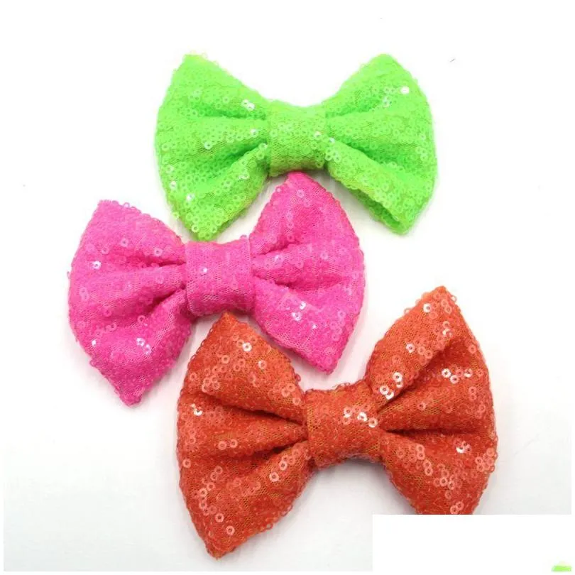 38 colors 4 inch sequins bow diy headbands accessories baby boutique hair bows without alligator clip for girls m791