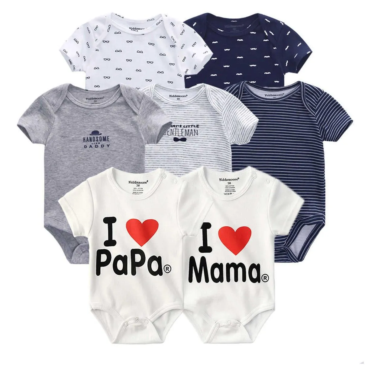 7 pcs/lot short sleeve baby rompers 100%cotton overalls born clothes roupas de bebe boys girls jumpsuit clothing 210824