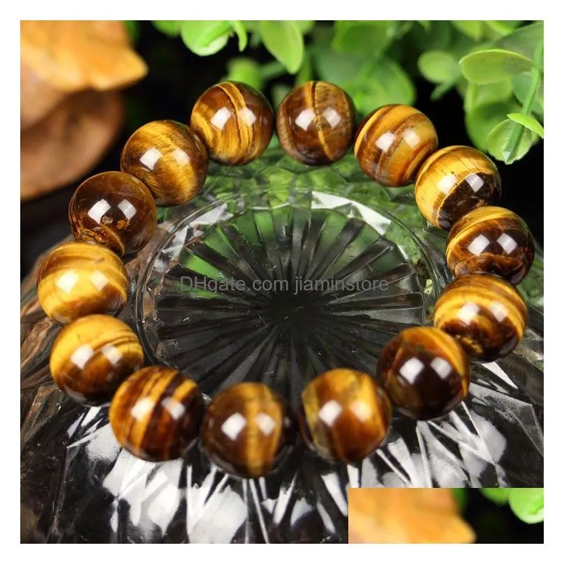 High Quality 6mm 8mm 10mm Tigers`s eye Stone Bead Bracelet Men Womens Natural Gemstone Stackable Bracelet Jewelry Wholesale