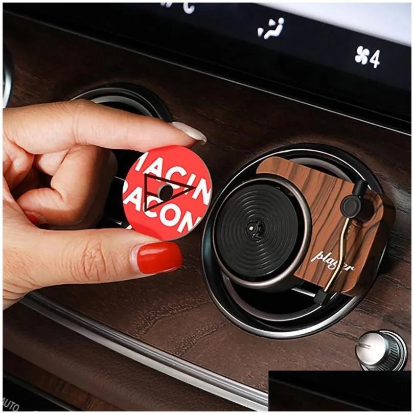 mini car air freshener fragrance vent clip essential oil diffuser locket for auto accessories record player