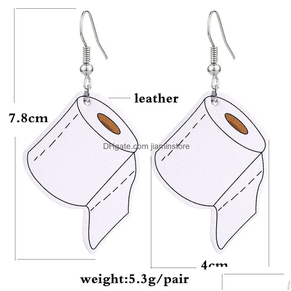 Creative Mask Drop Earrings For women PU Leather Tissue Paper Dangle Charm Hoop Earring Fashion Party Jewelry