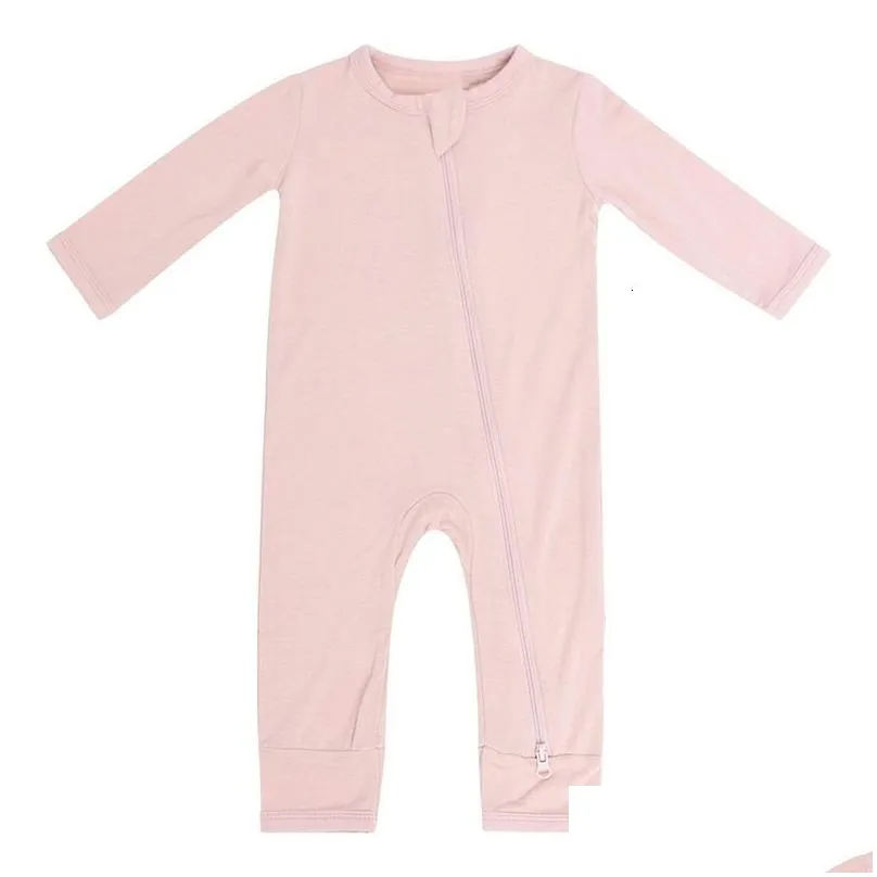 jumpsuits baby romper bamboo fiber boy girl clothes born zipper footies jumpsuit solid longsleeve clothing 024m 230213