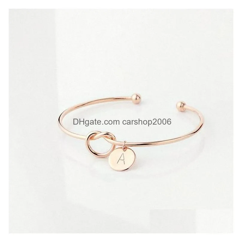 silver gold brand fashion jewelry knotted bracelets wild three-color 26 letters combination bracelet wholesale knot bangle