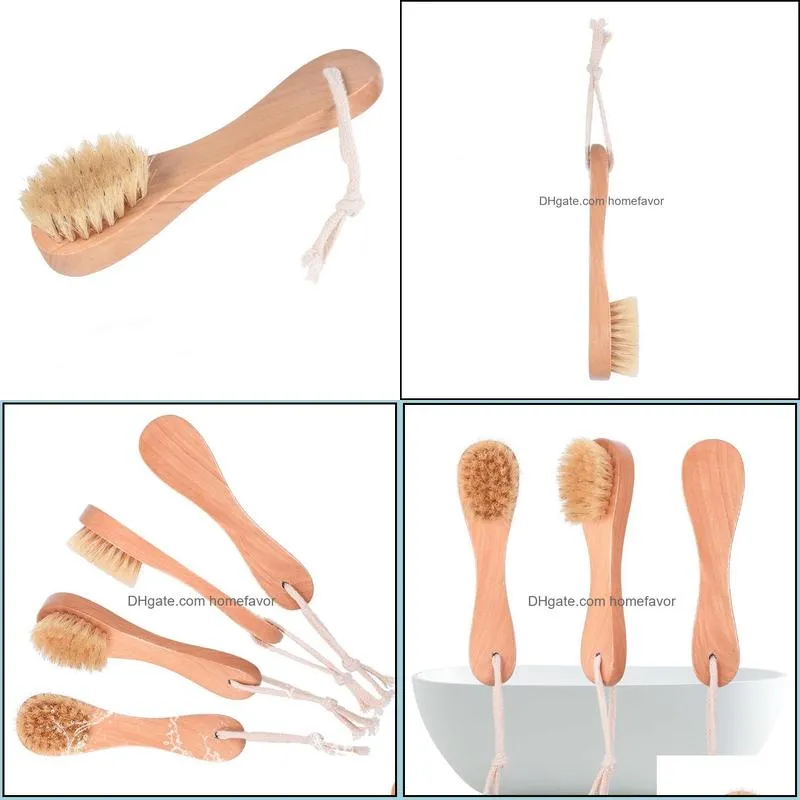 natural boar bristles spa facial brush face brush with wood handle remove black dots rub face nail brush