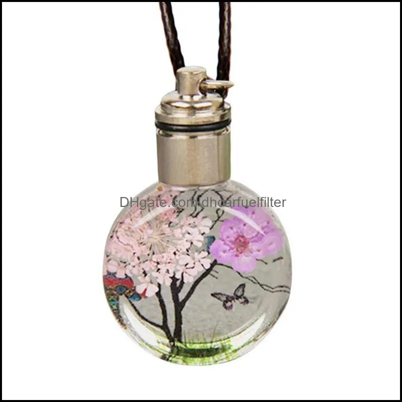 Interior Decorations Car Craft Decoration Pendant Ornaments Auto Dried Flower Butterfly Glass Ball Swing PendantInterior