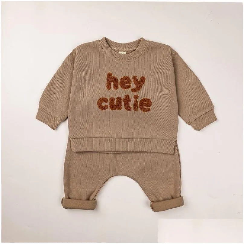 europe baby cotton kintting clothing sets kids boys girls spring clothes loose tracksuit pullovers topspants 2pcs outfits 220808