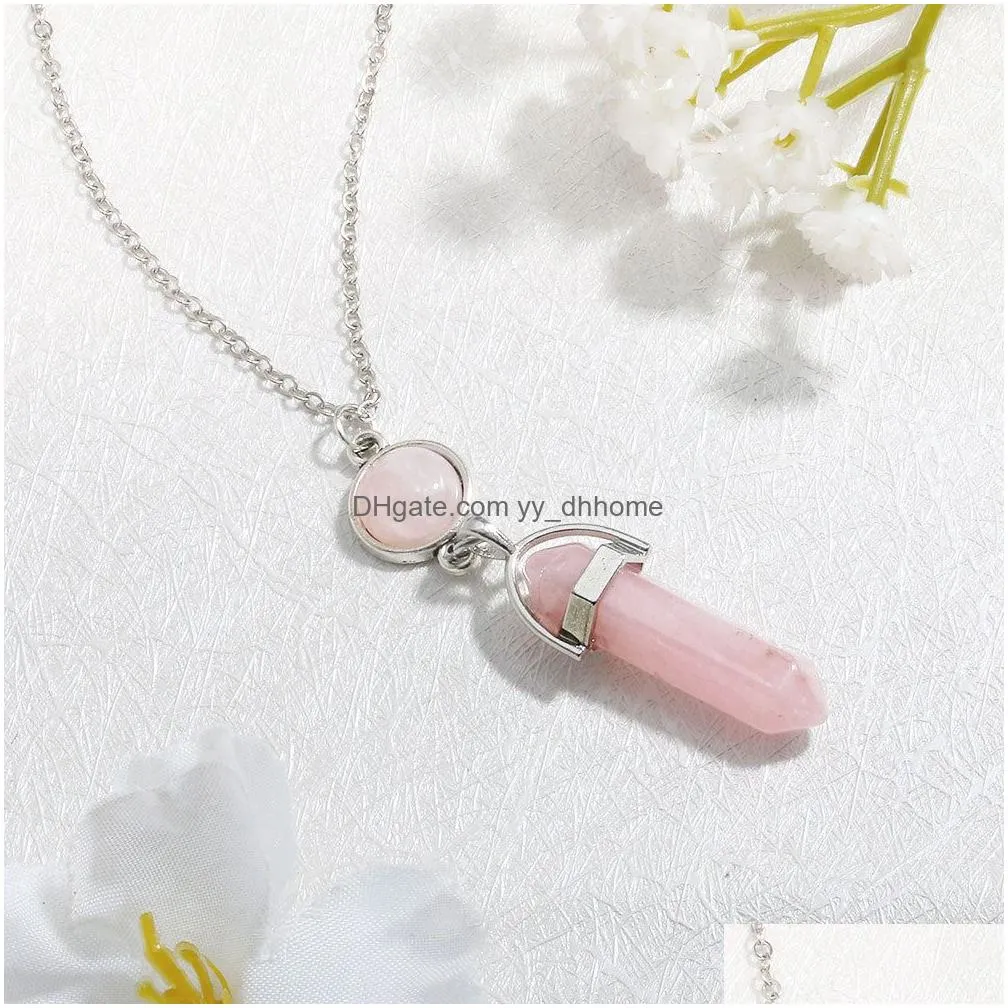 925 silver natural gemstone pendants necklace opal rose quartz healing crystals jewelry for women girls ni0729