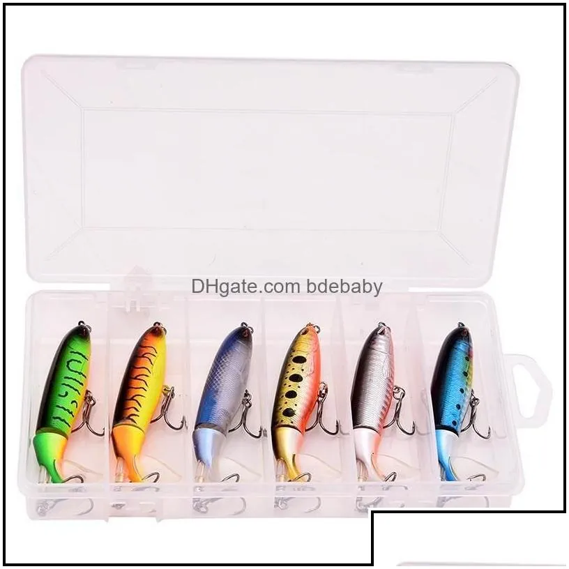 Aquariums Fish Pet Supplies Home & Garden aquariums 6Pcs With Box Whopper Plopper 100Mm 13G Floating Fishing Lure Artificial Hard Bait