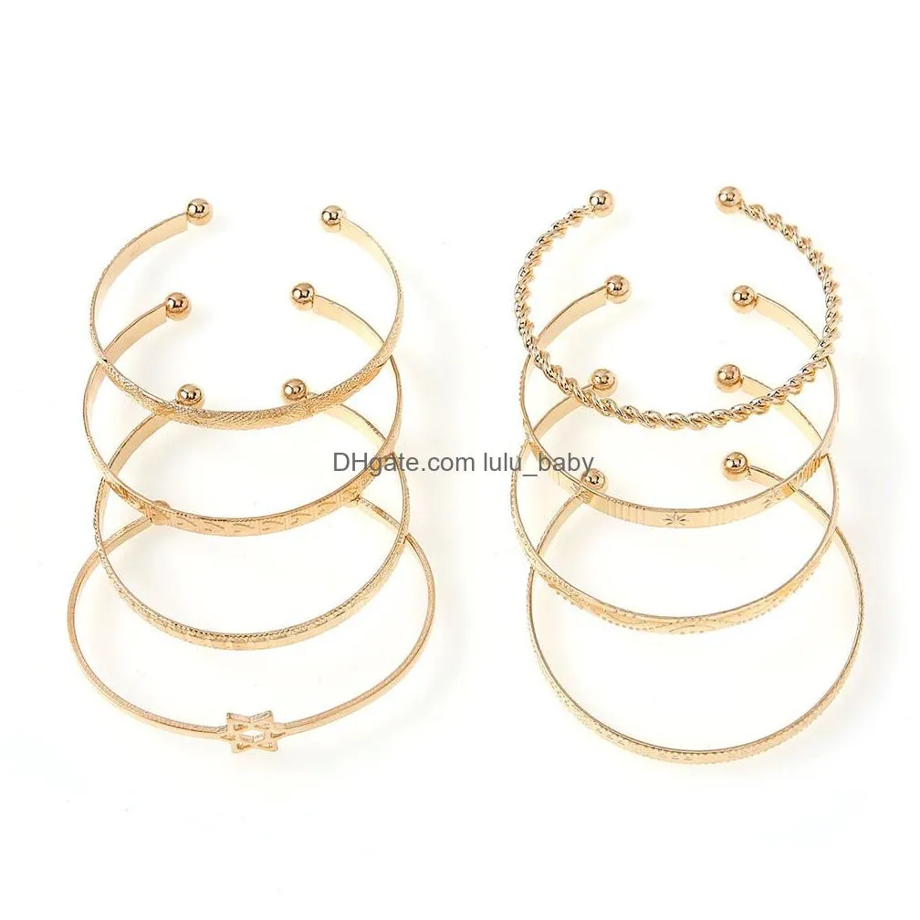 brand fashion jewelry 18k gold stackable bangle bracelet open cuff women bracelets trendy simple davidstar bangles 2pcs/set