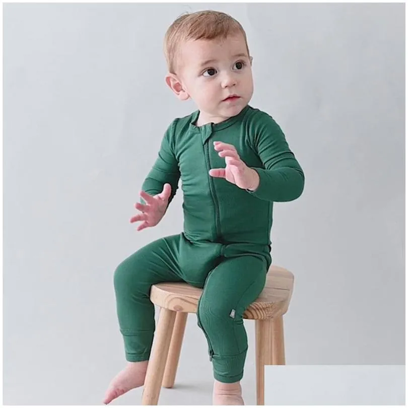 jumpsuits baby romper bamboo fiber boy girl clothes born zipper footies jumpsuit solid longsleeve clothing 024m 230213