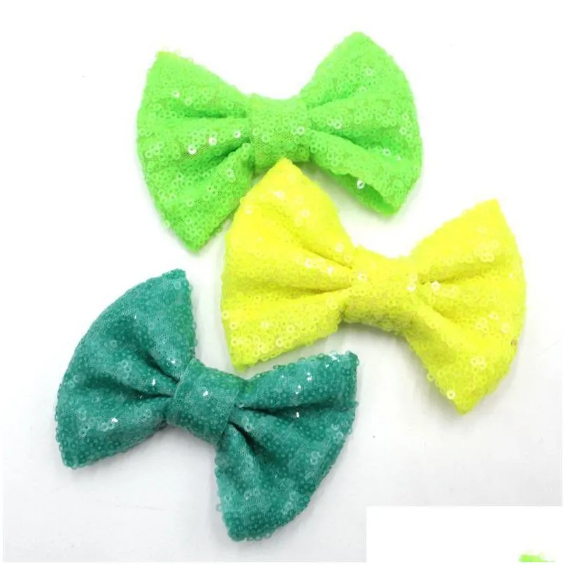 38 colors 4 inch sequins bow diy headbands accessories baby boutique hair bows without alligator clip for girls m791