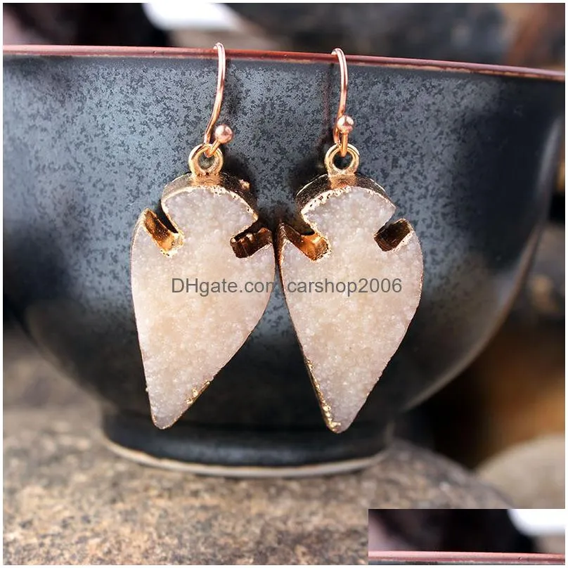 trendy jewelry woman antique gold filled drusy dangle earrings fashion 5 colors druzy arrow hoop earring