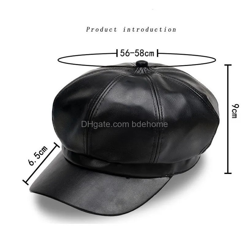 Fashion Spring Autumn Berets Womens Woolen Plaid Hat Cap Free Style Leather Newpaperboy Dome Caps Fashion Accessories