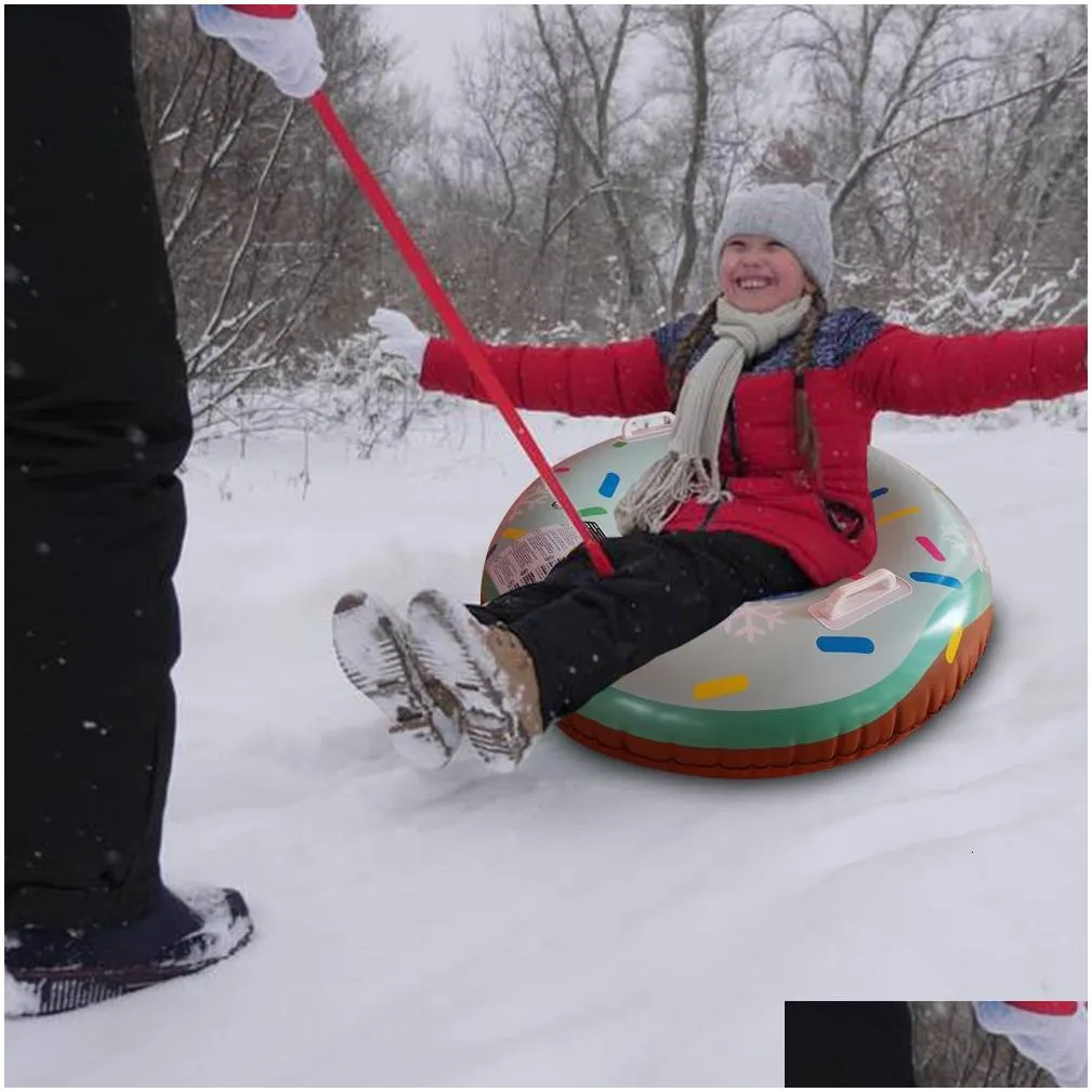 sledding inflatable ski ring winter circle with handle floated sled ing board pvc outdoor snow tube toy ing accessories 221114