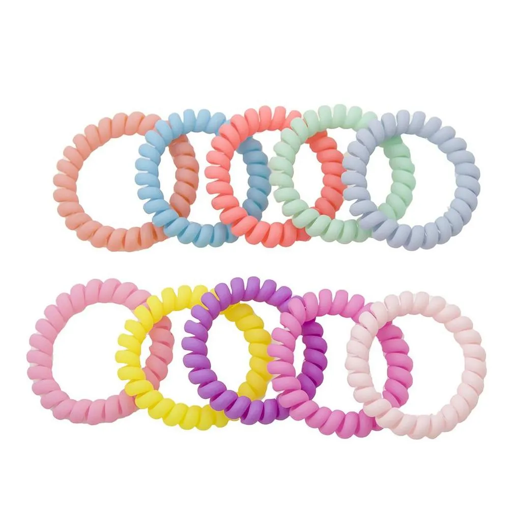 10pcs/set spiral shape hair ties grinded elastic hair bands girls accessories rubber band headwear gum telephone wire hair rope m928