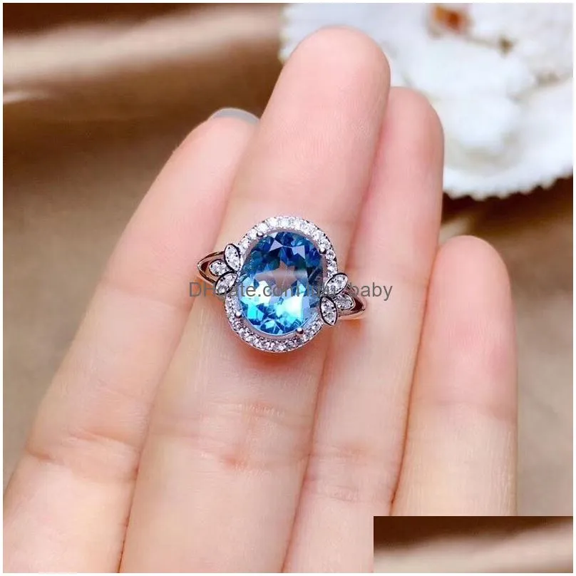 luxury designer 925 silver sparkling topaz engagement ring elegant oval big stone jewelry for women girls size 6 7 8 9 10